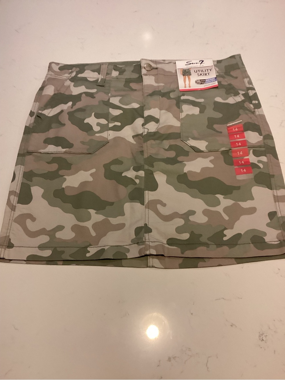 Seven7 Green & Tan Camo Utility Mini Skirt